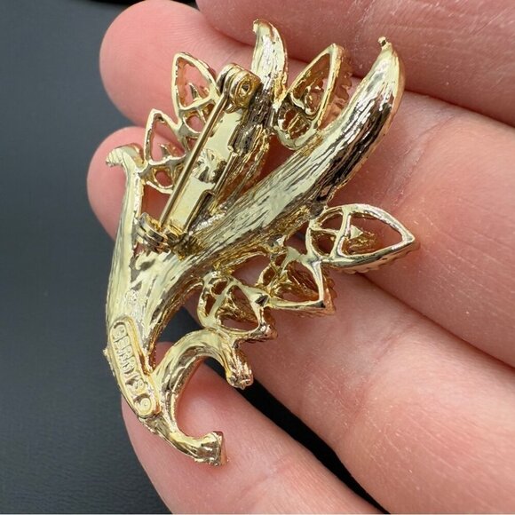 Vintage Gerrys Orange and Gold Tone Floral Brooch - Picture 6 of 11